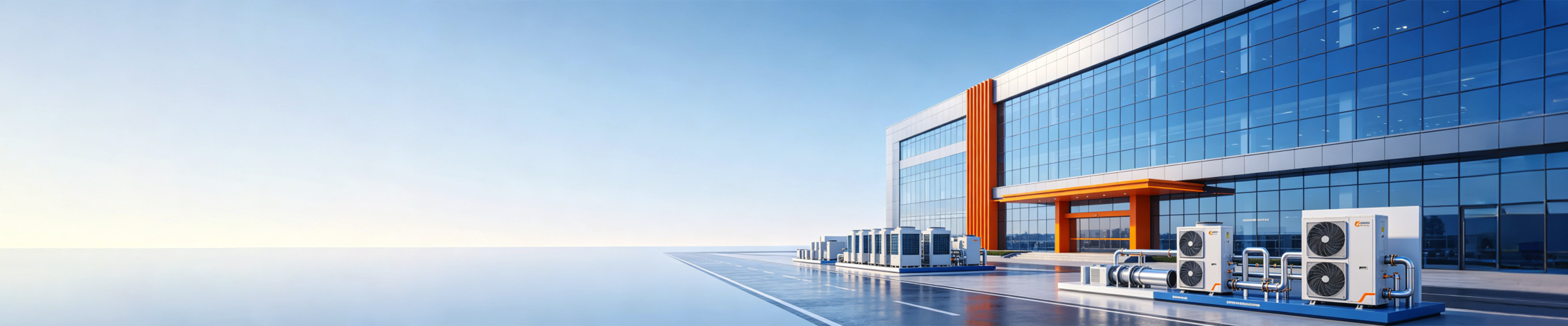 Illustrative commercial building and HVAC equipment composition
